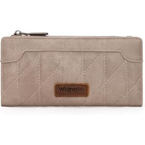 imageWrangler Minimalist Wallet for Women Credit Card Wallet Ladies Travel Wallets Monederos de Mujer Card Cases ampamp Money Organizers with Smooth Zippers TanQuilted  Khaki