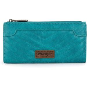 imageWrangler Minimalist Wallet for Women Credit Card Wallet Ladies Travel Wallets Monederos de Mujer Card Cases ampamp Money Organizers with Smooth Zippers TanATurquoise