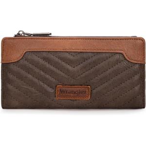 imageWrangler Minimalist Wallet for Women Credit Card Wallet Ladies Travel Wallets Monederos de Mujer Card Cases ampamp Money Organizers with Smooth Zippers TanBrown  Coffee