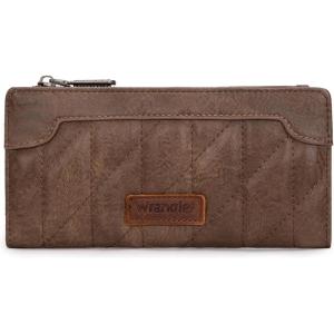 imageWrangler Minimalist Wallet for Women Credit Card Wallet Ladies Travel Wallets Monederos de Mujer Card Cases ampamp Money Organizers with Smooth Zippers TanQuilted  Coffee