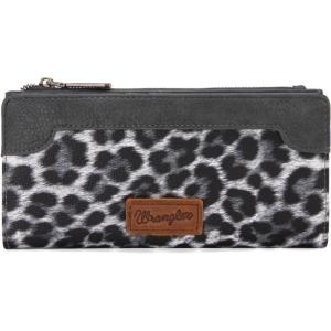 imageWrangler Minimalist Wallet for Women Credit Card Wallet Ladies Travel Wallets Monederos de Mujer Card Cases ampamp Money Organizers with Smooth Zippers TanLeopardGrey