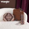 imageWrangler Western Keychain Wristlet Wallets for Women Retro Dual Pouch Wristlet Credit Card Holder Wallet with Zipper Pocket WG2214W0051BKAngel Brown