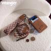 imageWrangler Western Keychain Wristlet Wallets for Women Retro Dual Pouch Wristlet Credit Card Holder Wallet with Zipper Pocket WG2214W0051BKAngel Brown
