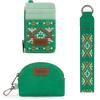 imageWrangler Western Keychain Wristlet Wallets for Women Retro Dual Pouch Wristlet Credit Card Holder Wallet with Zipper Pocket WG2214W0051BKAztecLightgreen