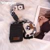 imageWrangler Western Keychain Wristlet Wallets for Women Retro Dual Pouch Wristlet Credit Card Holder Wallet with Zipper Pocket WG2214W0051BKBlack