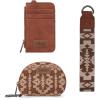 imageWrangler Western Keychain Wristlet Wallets for Women Retro Dual Pouch Wristlet Credit Card Holder Wallet with Zipper Pocket WG2214W0051BKRetro Brown