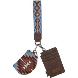 imageWrangler Western Keychain Wristlet Wallets for Women Retro Dual Pouch Wristlet Credit Card Holder Wallet with Zipper Pocket WG2214W0051BKAngel Coffee