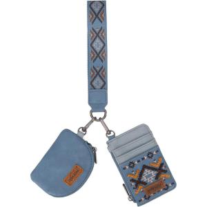 imageWrangler Western Keychain Wristlet Wallets for Women Retro Dual Pouch Wristlet Credit Card Holder Wallet with Zipper Pocket WG2214W0051BKAztecJean
