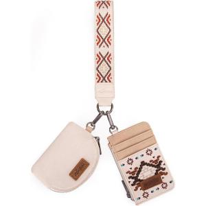 imageWrangler Western Keychain Wristlet Wallets for Women Retro Dual Pouch Wristlet Credit Card Holder Wallet with Zipper Pocket WG2214W0051BKAztecTan