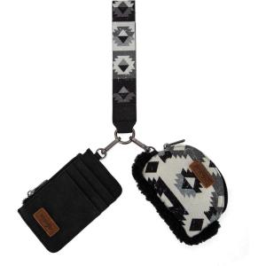 imageWrangler Western Keychain Wristlet Wallets for Women Retro Dual Pouch Wristlet Credit Card Holder Wallet with Zipper Pocket WG2214W0051BKBlack