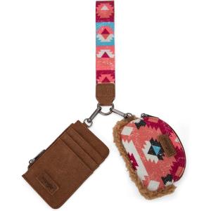 imageWrangler Western Keychain Wristlet Wallets for Women Retro Dual Pouch Wristlet Credit Card Holder Wallet with Zipper Pocket WG2214W0051BKMulticolor