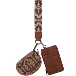 imageWrangler Western Keychain Wristlet Wallets for Women Retro Dual Pouch Wristlet Credit Card Holder Wallet with Zipper Pocket WG2214W0051BKRetro Brown