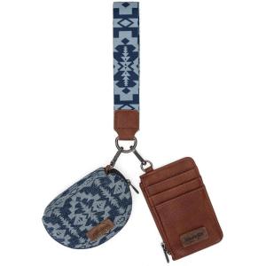 imageWrangler Western Keychain Wristlet Wallets for Women Retro Dual Pouch Wristlet Credit Card Holder Wallet with Zipper Pocket WG2214W0051BKRetro Jean