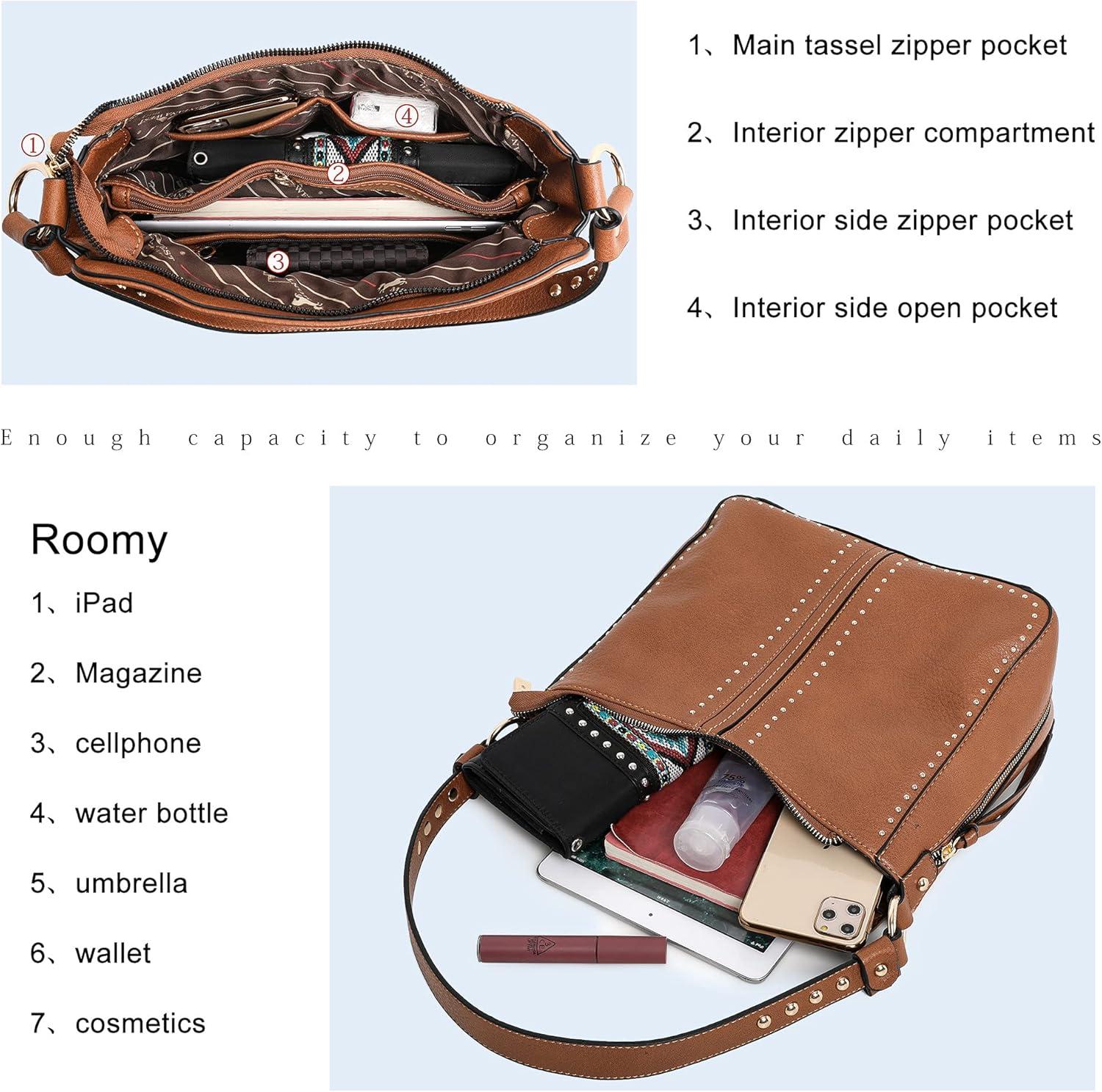 imageMontana West Purse Hobo Bags for Women Handbags Leather Cross Body Purses Totes Bag Brown