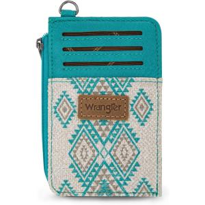 imageMontana West Wrangler Credit Card Holder Aztec Slim Wallet Keychain for Women Western Purse GiftsAztec Turquoise