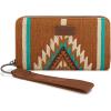 imageMontana West Wrangler Wristlet Wallet Western Wallets for Women Aztec Knitted Womens Wallet Large Capacity Ladies Wallet RFID Clutch Purse Credit Card Holder for WomenAngel Brown