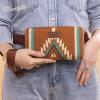 imageMontana West Wrangler Wristlet Wallet Western Wallets for Women Aztec Knitted Womens Wallet Large Capacity Ladies Wallet RFID Clutch Purse Credit Card Holder for WomenAngel Brown