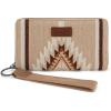 imageMontana West Wrangler Wristlet Wallet Western Wallets for Women Aztec Knitted Womens Wallet Large Capacity Ladies Wallet RFID Clutch Purse Credit Card Holder for WomenAngel Khaki