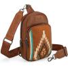 imageWrangler Aztec Sling Bag for Women Western Knitted Crossbody Purse and Chest Bag With Adjustable StrapAztecbrown