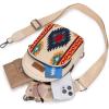 imageWrangler Aztec Sling Bag for Women Western Knitted Crossbody Purse and Chest Bag With Adjustable StrapBbeige