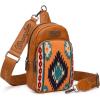 imageWrangler Aztec Sling Bag for Women Western Knitted Crossbody Purse and Chest Bag With Adjustable StrapBorange