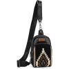 imageWrangler Aztec Sling Bag for Women Western Knitted Crossbody Purse and Chest Bag With Adjustable StrapAztec Black