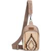 imageWrangler Aztec Sling Bag for Women Western Knitted Crossbody Purse and Chest Bag With Adjustable StrapAzteckhaki