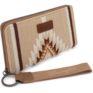 imageMontana West Wrangler Wristlet Wallet Western Wallets for Women Aztec Knitted Womens Wallet Large Capacity Ladies Wallet RFID Clutch Purse Credit Card Holder for WomenAngel Khaki