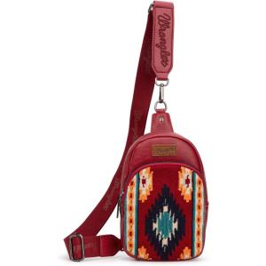 imageWrangler Aztec Sling Bag for Women Western Knitted Crossbody Purse and Chest Bag With Adjustable StrapBred