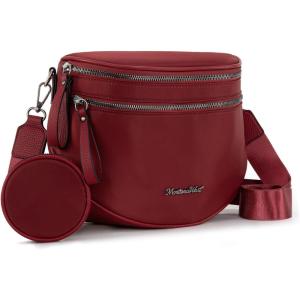 imageMontana West Large Crossbody Bags for Women Bum Bag Sling Purse with Adjustable StrapLargenylonburgundy