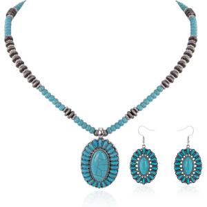 imageRustic Coutures Western Jewelry Set for Women Cowgirl Vintage Western Necklace EarringABlue
