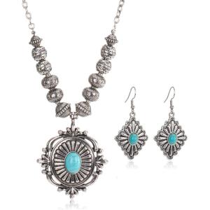 imageRustic Coutures Western Jewelry Set for Women Cowgirl Vintage Western Necklace EarringDBlue