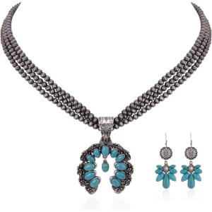 imageRustic Coutures Western Jewelry Set for Women Cowgirl Vintage Western Necklace EarringHBlue