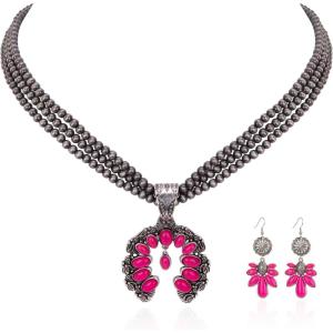 imageRustic Coutures Western Jewelry Set for Women Cowgirl Vintage Western Necklace EarringHRed