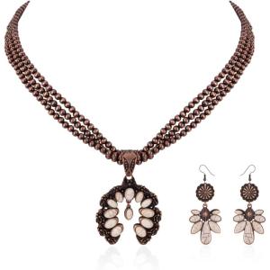 imageRustic Coutures Western Jewelry Set for Women Cowgirl Vintage Western Necklace EarringHWhite