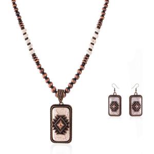 imageRustic Coutures Western Jewelry Set for Women Cowgirl Vintage Western Necklace EarringWRed Bronze