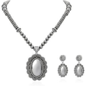 imageRustic Coutures Western Jewelry Set for Women Cowgirl Vintage Western Necklace EarringYSilver