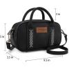 imageWrangler Barrel Bag Retro Small Top Handle Bags with Crossbody Strap Boston Satchel Purse and Handbag WomenBlack