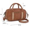 imageWrangler Barrel Bag Retro Small Top Handle Bags with Crossbody Strap Boston Satchel Purse and Handbag WomenBrown