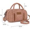 imageWrangler Barrel Bag Retro Small Top Handle Bags with Crossbody Strap Boston Satchel Purse and Handbag WomenDawn Pink