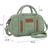 imageWrangler Barrel Bag Retro Small Top Handle Bags with Crossbody Strap Boston Satchel Purse and Handbag WomenGreen