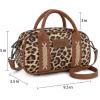 imageWrangler Barrel Bag Retro Small Top Handle Bags with Crossbody Strap Boston Satchel Purse and Handbag WomenLeopard Print Light Pink