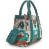 imageWrangler Boho Tote Bag Aztec Top Handle Handbags and PursesA Guitar Strapturquoise