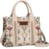 imageWrangler Boho Tote Bag Aztec Top Handle Handbags and PursesFlatbeige