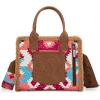 imageWrangler Boho Tote Bag Aztec Top Handle Handbags and PursesSherpa Brownwide Strap