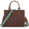 imageWrangler Tote Bag for Women Western Retro Purse Top Handle Handbags with Aztec StrapAazteccoffee and Turquoise