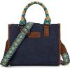 imageWrangler Tote Bag for Women Western Retro Purse Top Handle Handbags with Aztec StrapAnavy Blue