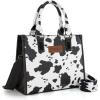 imageWrangler Tote Bag for Women Western Retro Purse Top Handle Handbags with Aztec StrapAngel Cow Black
