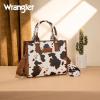 imageWrangler Tote Bag for Women Western Retro Purse Top Handle Handbags with Aztec StrapAngel Cow Brown