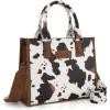 imageWrangler Tote Bag for Women Western Retro Purse Top Handle Handbags with Aztec StrapAngel Cow Brown